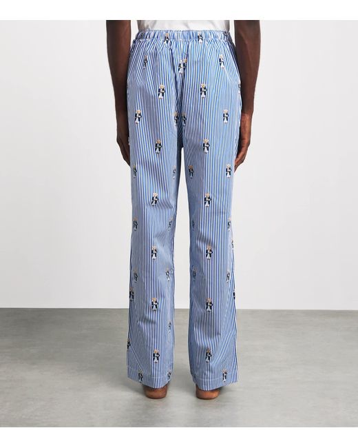 Polo Ralph Lauren Blue Cotton Polo Bear Stripe Pyjama Bottoms for men