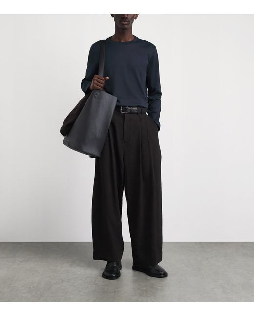 Brioni Blue Cotton Long-Sleeve T-Shirt for men