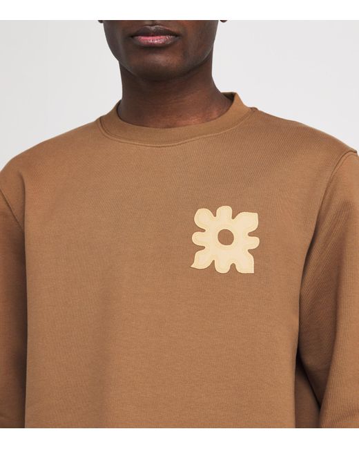 Sandro Brown Cotton Flower Patch Sweater for men