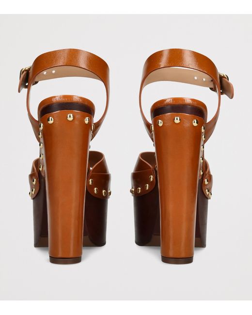 Chloé Brown Leather Meret Platform Sandals 160