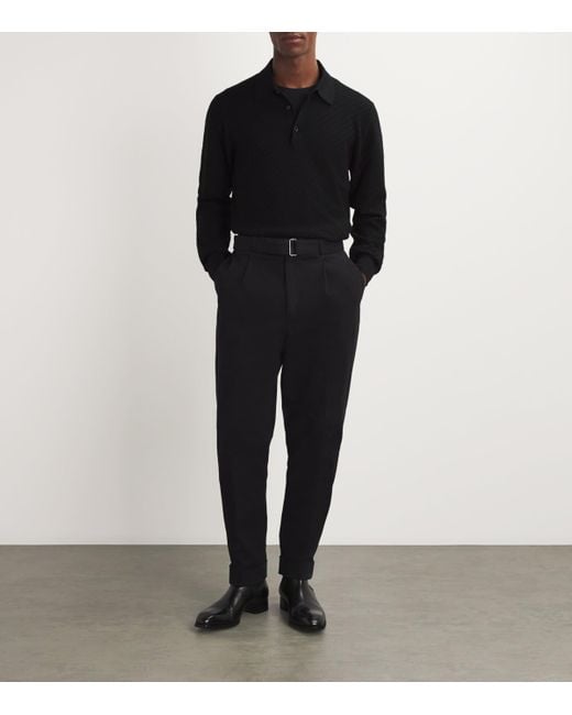 Brioni Black Cotton-Silk Collared Sweater for men