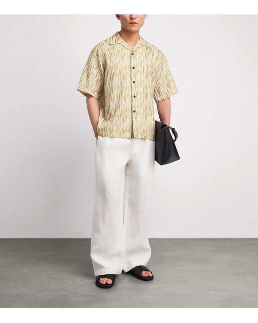 Commas Natural Cotton-Silk Brushstroke Shirt for men