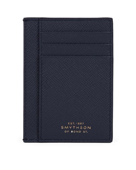 Smythson Blue Panama Leather Compact Card Holder for men