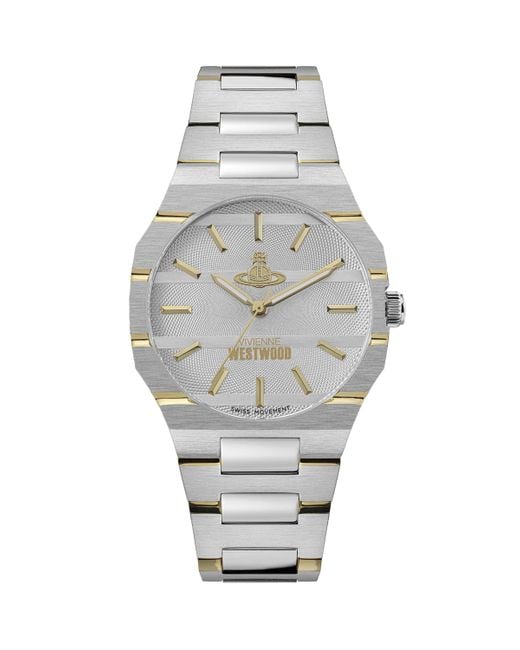 Vivienne Westwood Gray Stainless Steel The Bank Watch for men