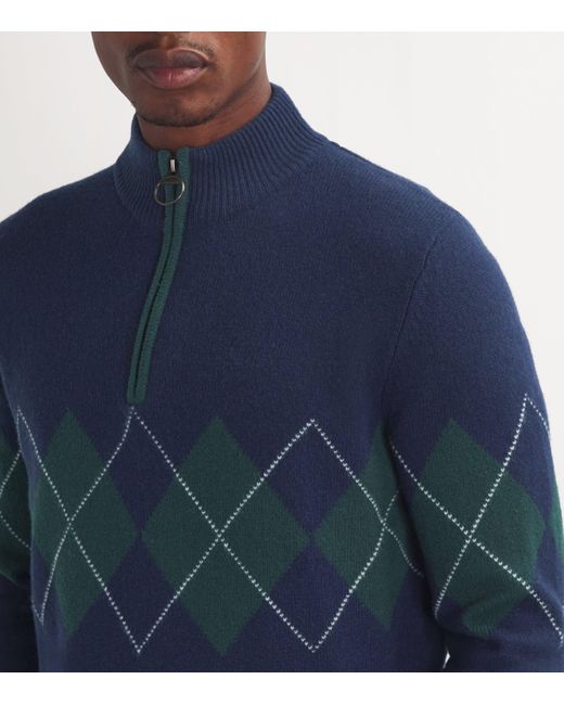 Barbour Blue Wool Hartfield Sweater for men