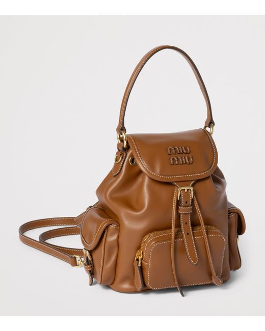 Miu Miu Brown Leather Backpack
