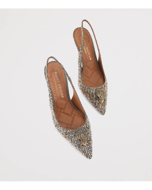 Kurt Geiger Metallic Embellished Belgravia Slingback Heels 85