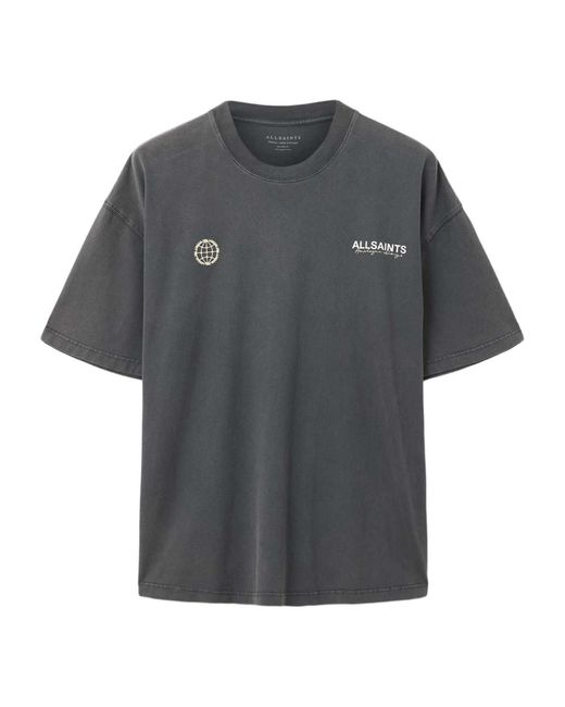 AllSaints Gray Organic Cotton Emblem Hoodie for men