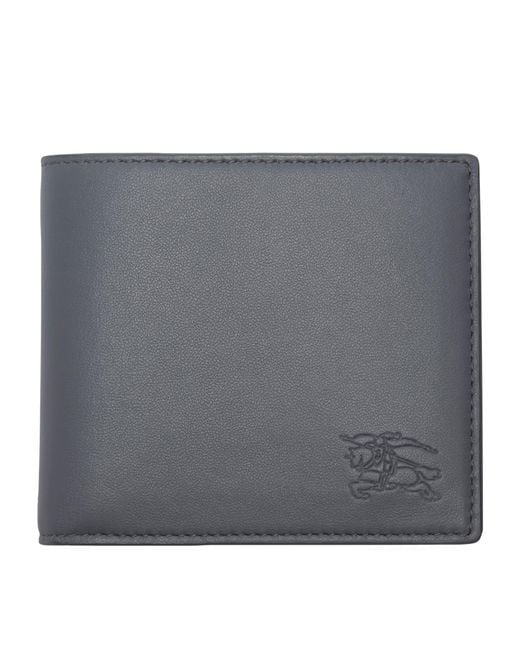Burberry Gray Leather Check Pop Bi-Fold Wallet for men