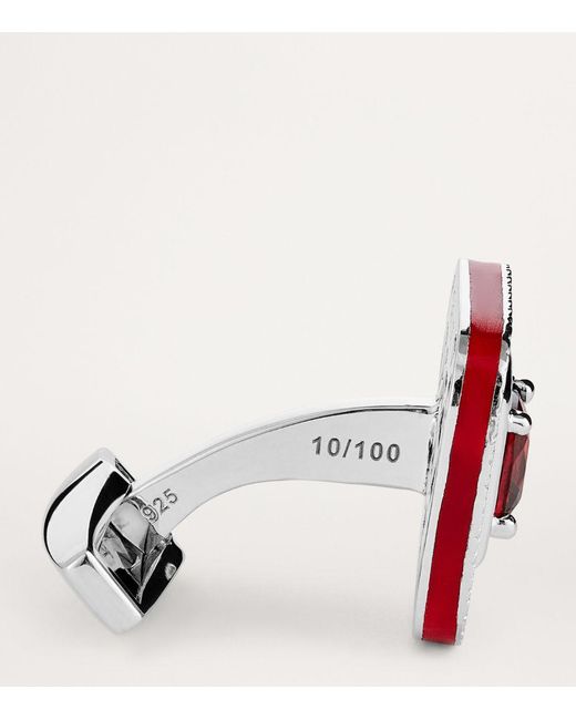 Tateossian White Sterling And Garnet Refratto Cufflinks for men