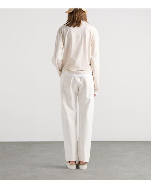 Prada White Old Denim Straight Jeans