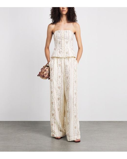 Agua Bendita Natural Linen Abelia Navegante Strapless Top