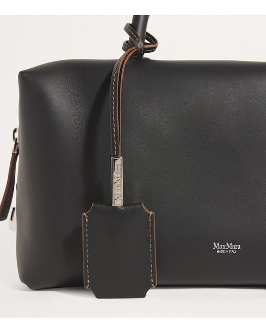 Max Mara Black Leather Satchel Top-Handle Bag