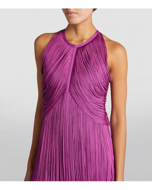 Hervé Léger Purple Fringed Mini Dress