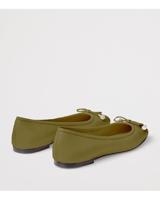 Jimmy Choo Green Elme Leather Ballet Flats