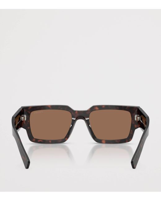 Prada Brown Acetate Rectangular Sunglasses for men