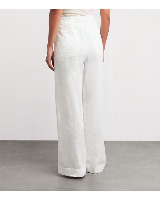 Polo Ralph Lauren White Linen Wide-Leg Trousers