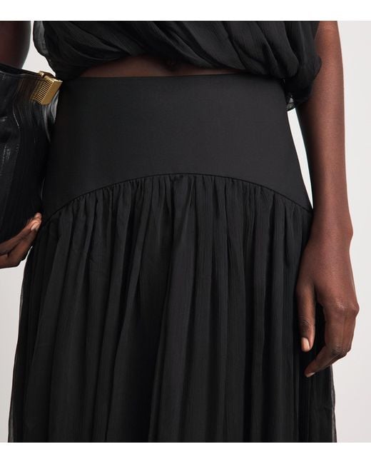 Abadia Black Twisted Suri Midi Skirt