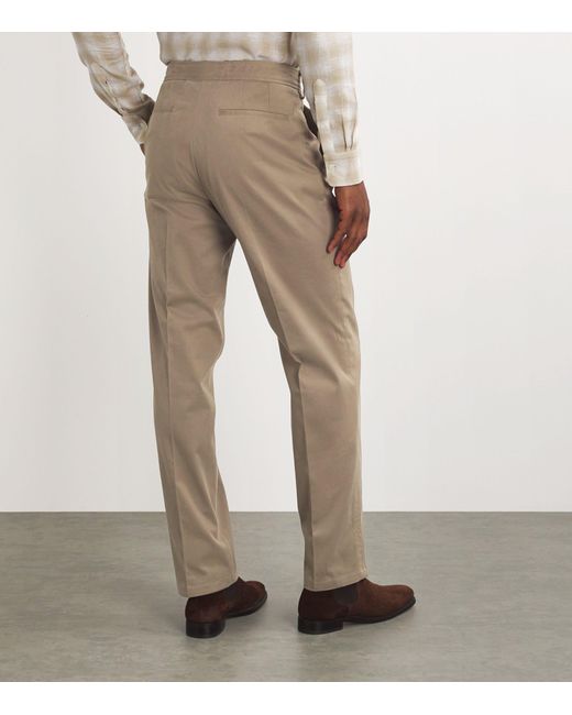 James Purdey & Sons Natural Brushed Cotton Dart-front Trousers for men