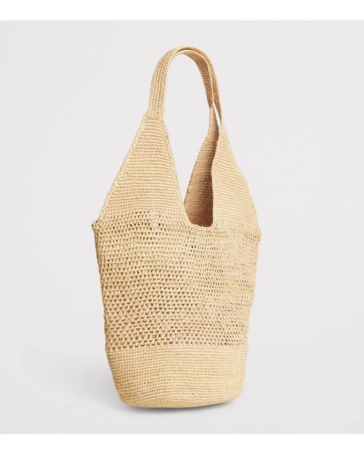 Anine Bing Natural Raffia Logo Leah Shopper Bag
