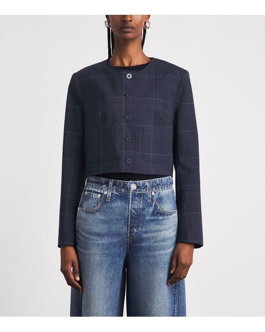 Claudie Pierlot Blue Wool-Blend Cropped Jacket