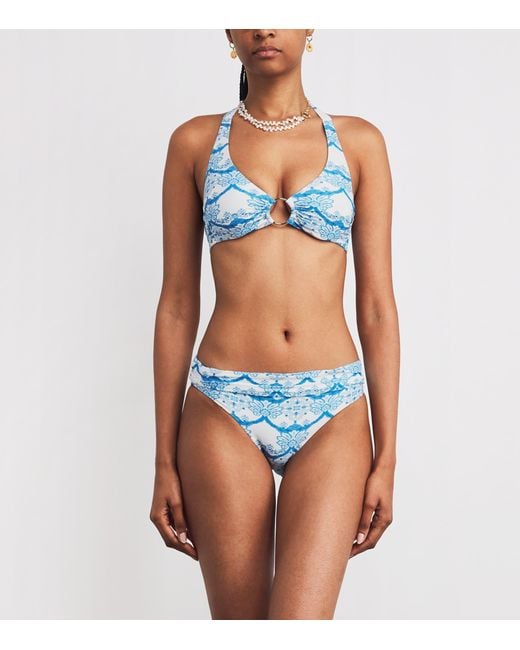 Melissa Odabash Blue Printed Brussels Bikini Bottoms