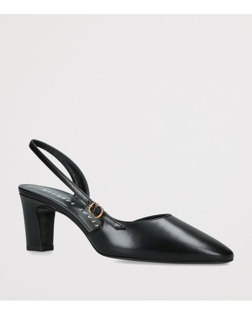 Herbert Levine Black Leather Ask Around Slingback Heels 65