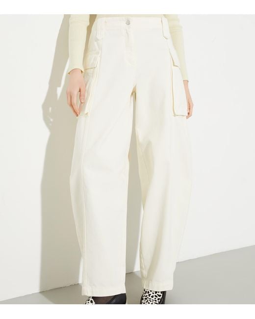 MAX&Co. White Cotton Cargo Trousers