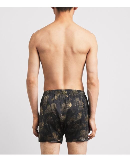 Derek Rose Black Silk Brindisi Boxer Shorts for men