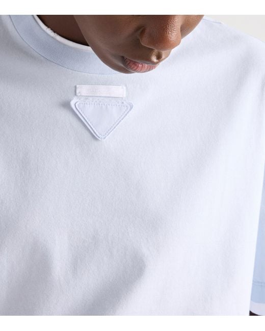 Prada White Cotton Jersey Triangle T-Shirt
