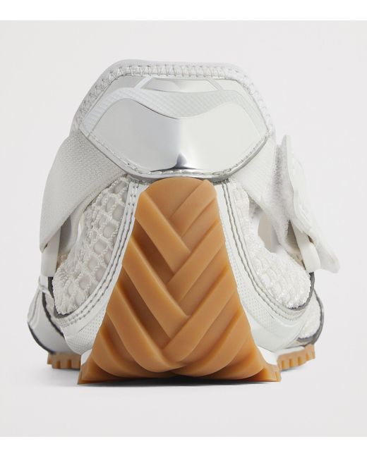 Bottega Veneta White Fabric And Faux Leather Mary Jane Sneakers
