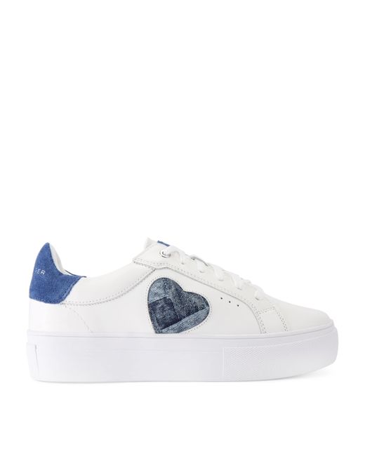 Kurt Geiger White Leather Lana Heart Low-Top Sneakers