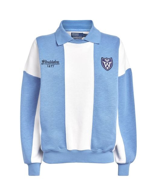 Polo Ralph Lauren Blue X Wimbledon Cotton-Blend Embroidered Sweatshirt