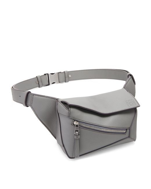 Loewe Gray Mini Leather Puzzle Edge Belt Bag for men