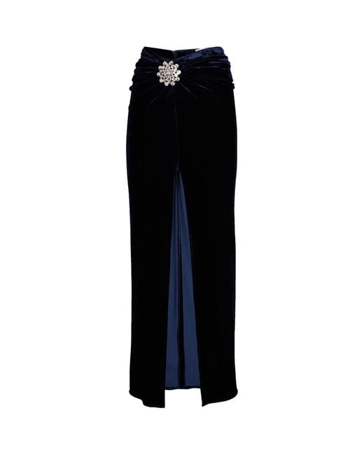 Rabanne Black Velvet Embellished Midi Skirt