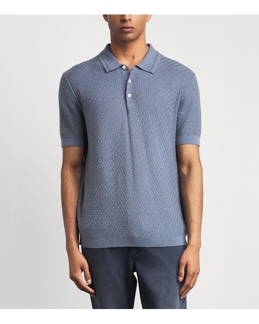 PAIGE Blue Cotton-Wool-Silk-Cashmere Kiko Polo Shirt for men