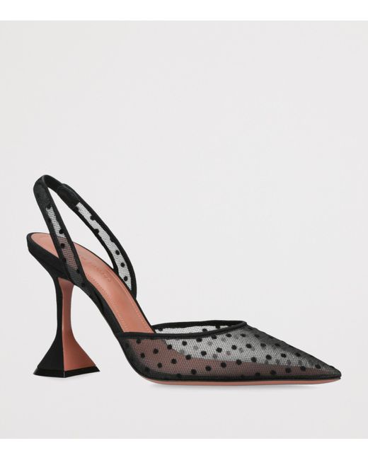 AMINA MUADDI Black Mesh Holli Slingback Pumps 95