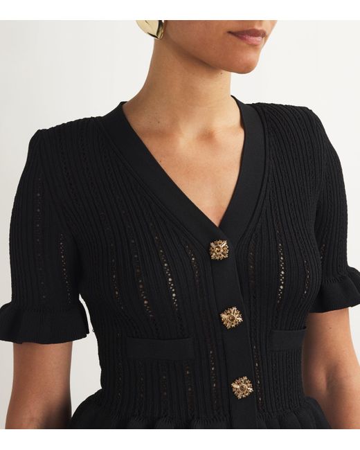 self portrait black knit peplum midi dress Self-Portrait Knitted Mini in Knitwear