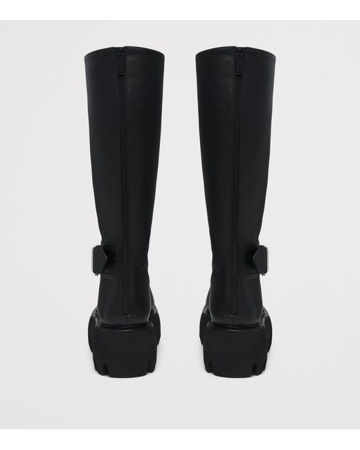 McQueen Black Leather Sofia Knee-High Boots