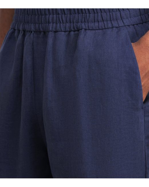 Sunspel Blue Linen Drawstring Shorts for men