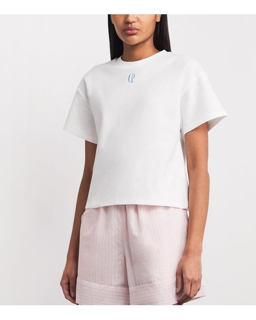 Claudie Pierlot White Cotton Piqué Embroidered T-Shirt