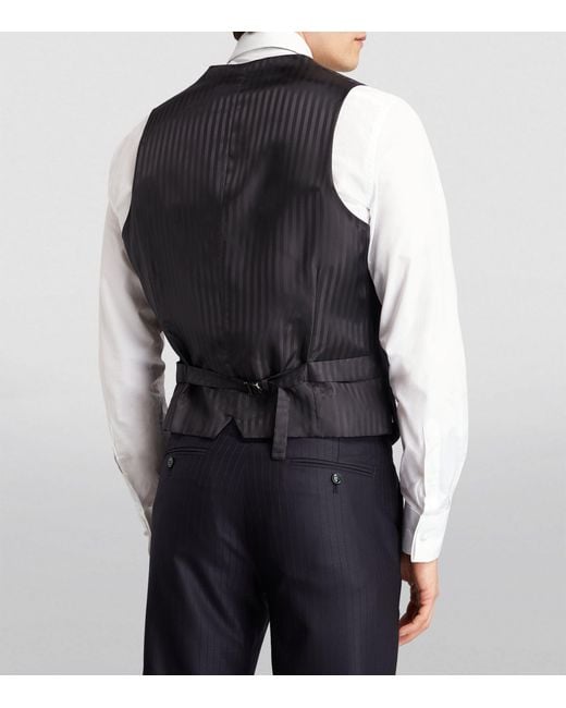 Giorgio Armani Blue Wool Pinstripe Waistcoat for men