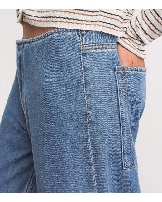 Still Here Blue Drawstring Sport Wide-Leg Jeans