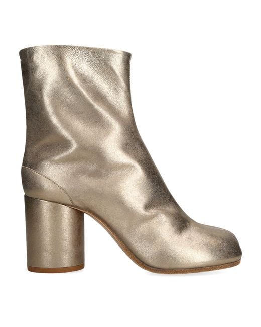 Maison Margiela Brown Metallic Leather Tabi Ankle Boots 80