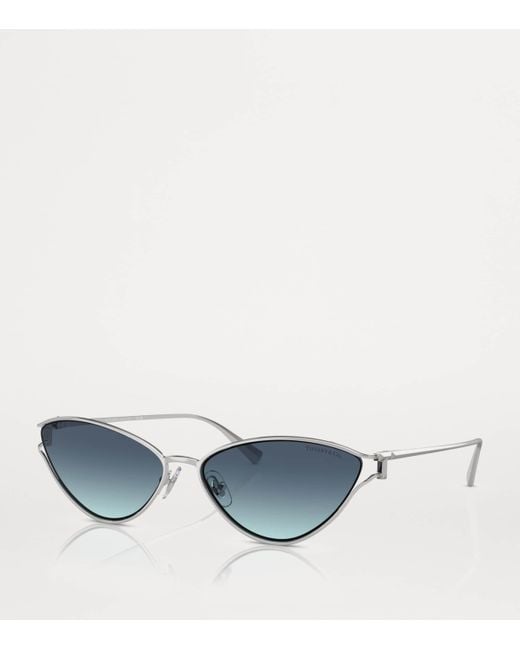 Tiffany & Co Blue Metal Cat Eye Sunglasses