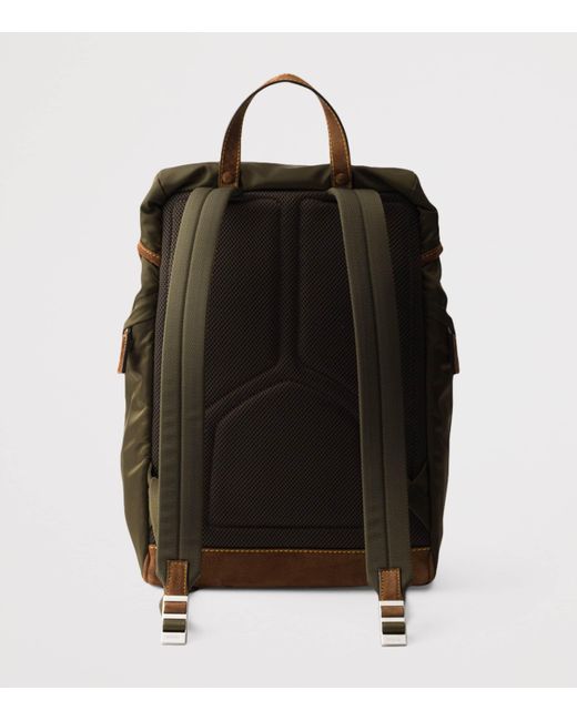 Prada Green Re-Nylon And Suede Backpack for men