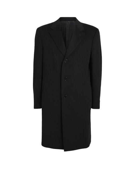 Canali Black Wool-Cashmere Overcoat for men