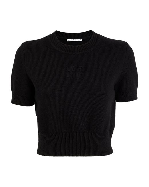 Alexander Wang Black Cotton-wool Cropped Sweater