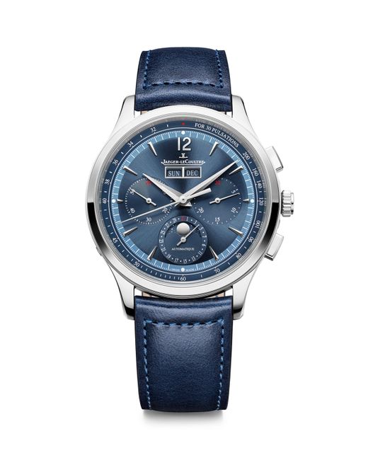 Jaeger lecoultre Stainless Steel Master Control Chronograph Calendar Watch in Blue for Men Lyst UK