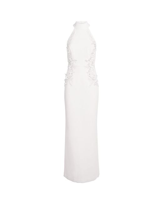 Rebecca Vallance White Embellished Halterneck Xanthe Gown